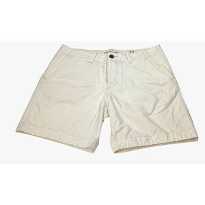 Abercrombie & Fitch Mens Sz 33 White Button Fly Chino Shorts Preppy Dadcore